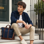 Men's Navy Canvas Handbag | 2026