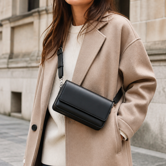 Women's Black Leather Crossbody | 2026