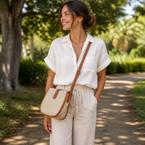 Women's Beige Canvas Crossbody | 2026