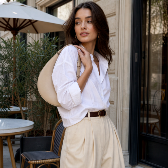 Women's Beige Crescent Bag | 2026