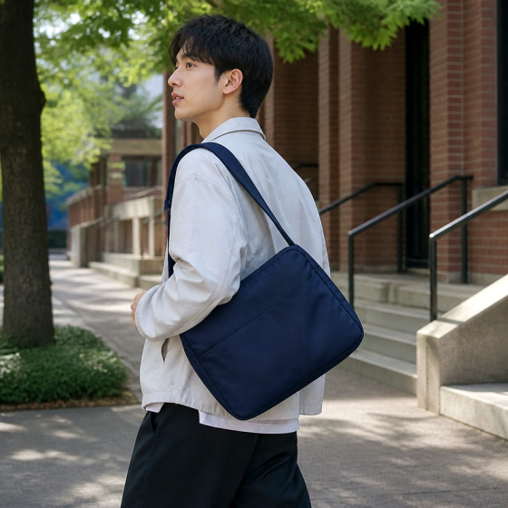 Men's Navy Nylon Shoulder Bag | 2026