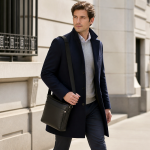 Men's Black Leather Shoulder Bag | 2026