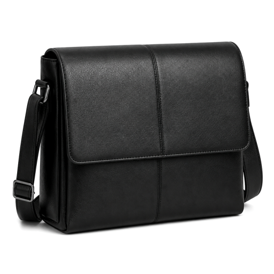Men's Black Leather Shoulder Bag | 2026