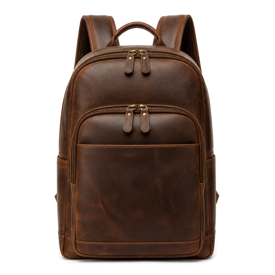 Men's Brown Leather Backpack | 2026