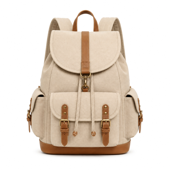 Women's Beige Canvas Backpack | 2026