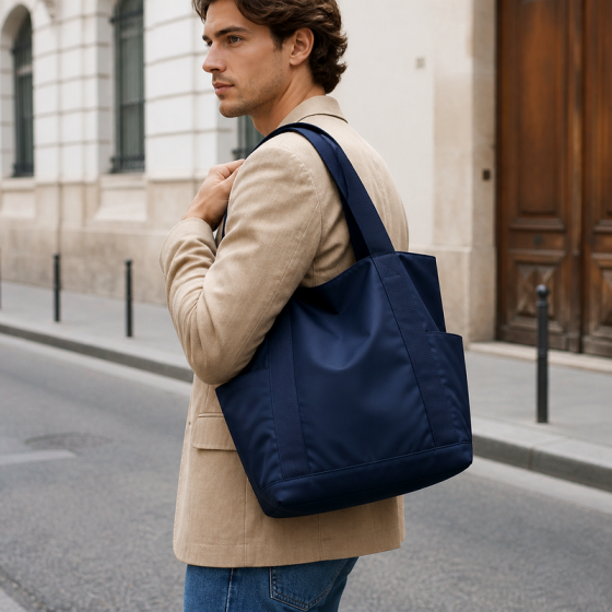 Men's Navy Nylon Tote | 2026