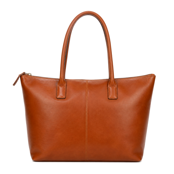 Women's Cognac Zip Tote | 2026