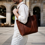Men's Brown Leather Tote | 2026