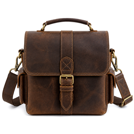 Vintage Brown Leather Camera Bag | 2026