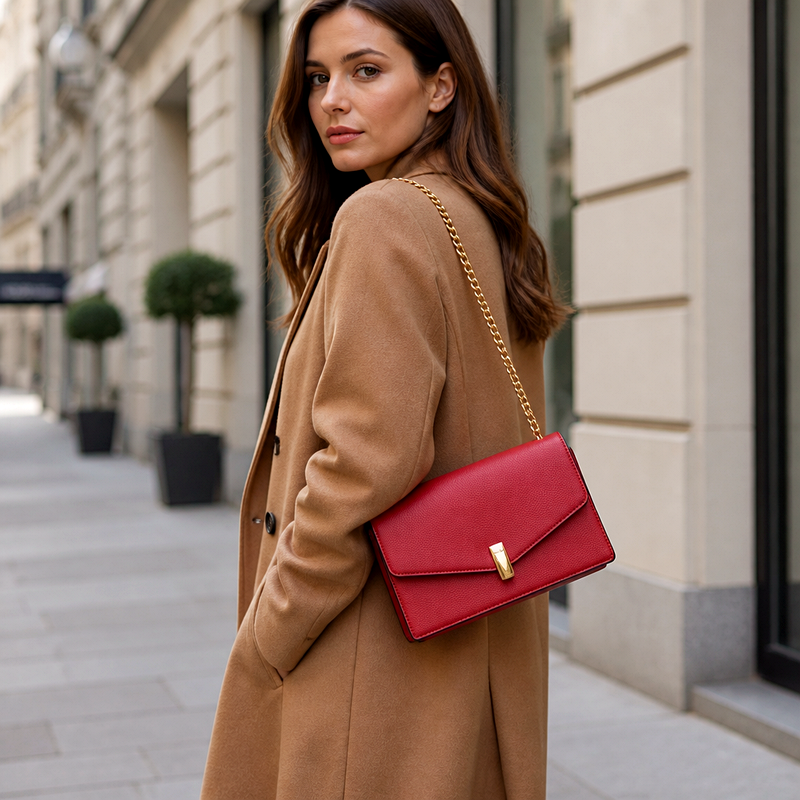Women's Red Chain Handbag | 2026