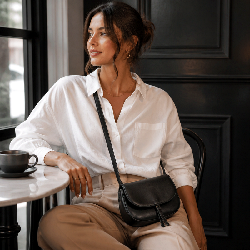 Women's Black Leather Crossbody | 2026