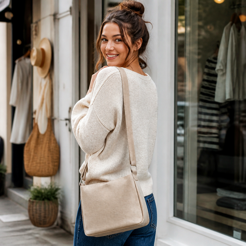 Women's Beige Canvas Crossbody | 2026