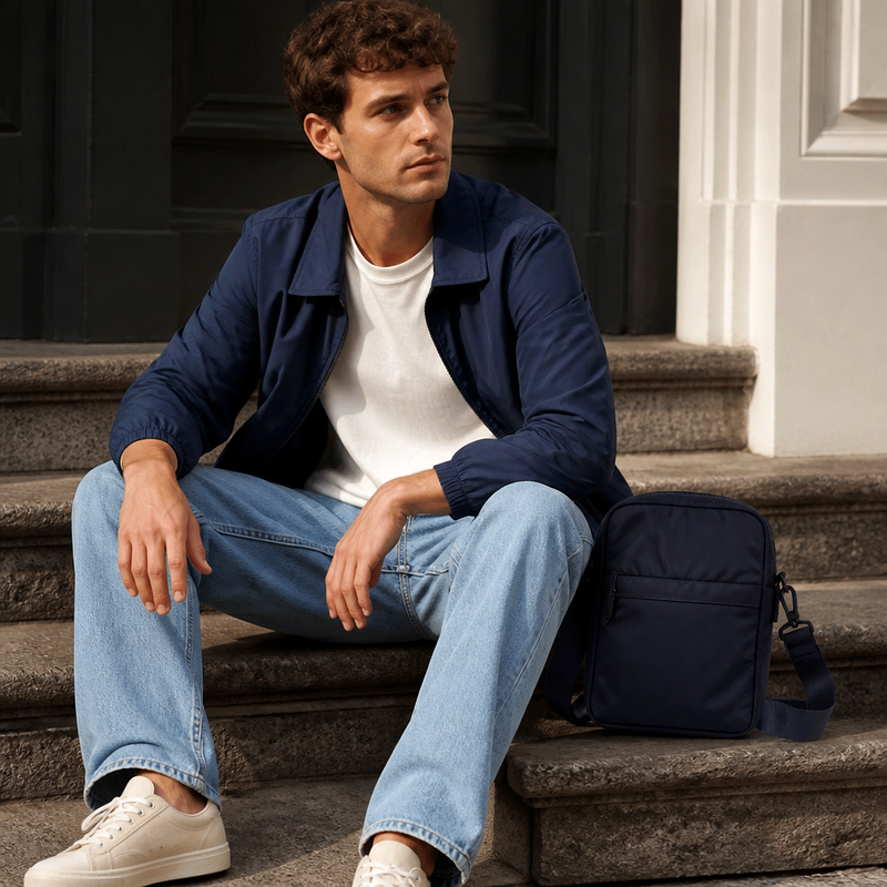 Men's Navy Nylon Crossbody | 2026