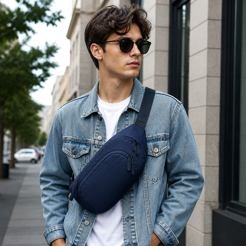 Men's Navy Nylon Crossbody | 2026