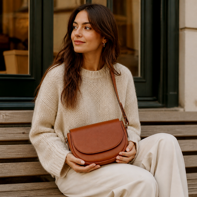 Women's Cognac Saddle Crossbody | 2026