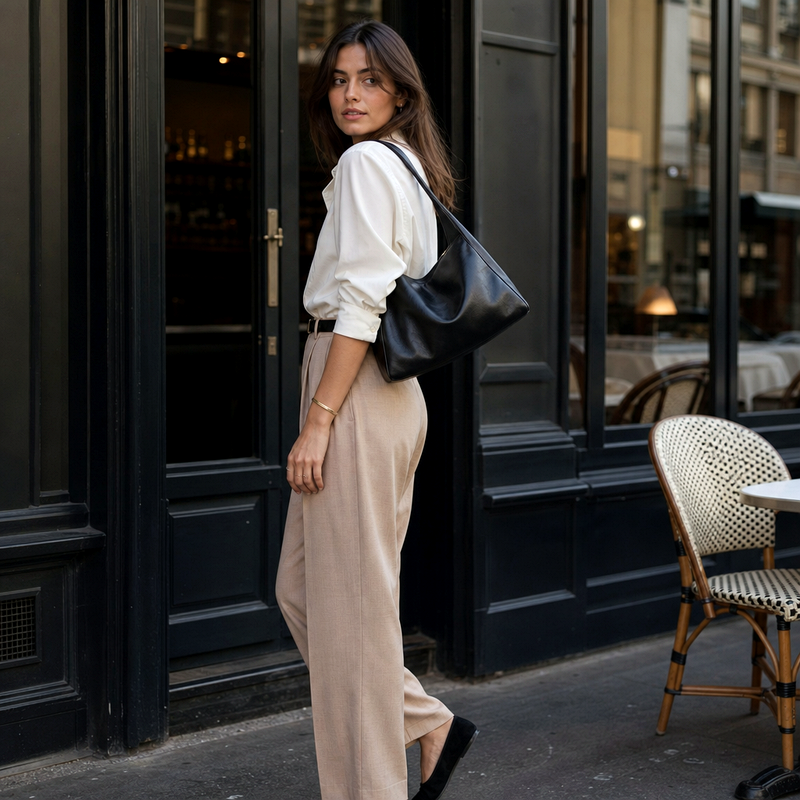 Women's Black Soft Shoulder Bag | 2026