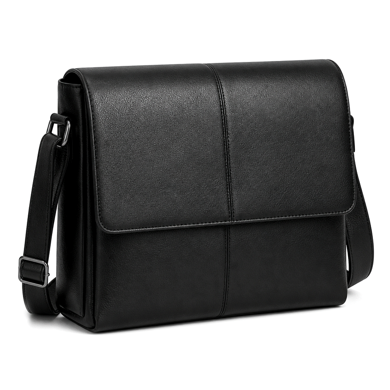 Men's Black Leather Shoulder Bag | 2026