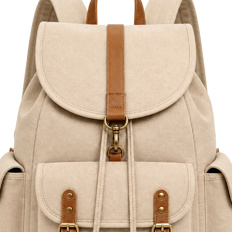 Women's Beige Canvas Backpack | 2026