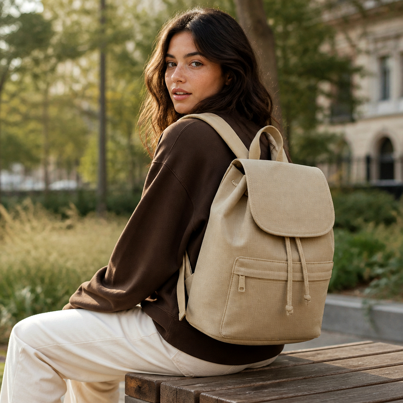 Women's Beige Canvas Backpack | 2026