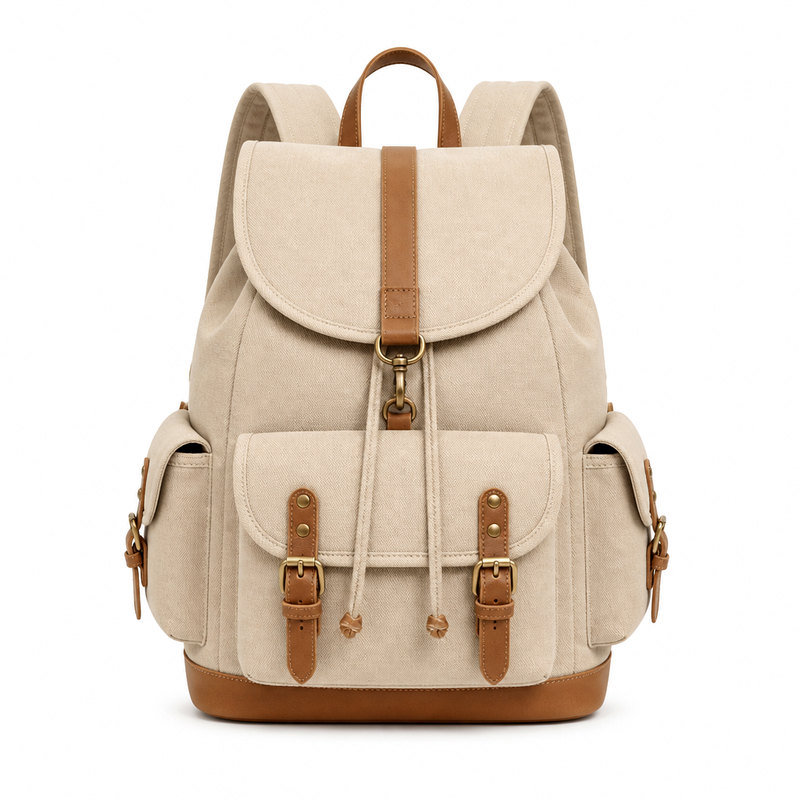 Women's Beige Canvas Backpack | 2026