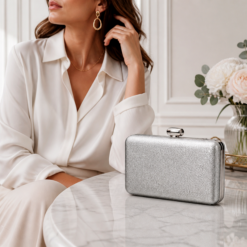 Women's Silver Clasp Clutch | 2026