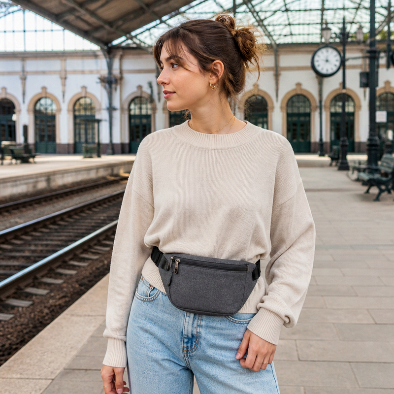 Gray Travel Belt Bag | 2026