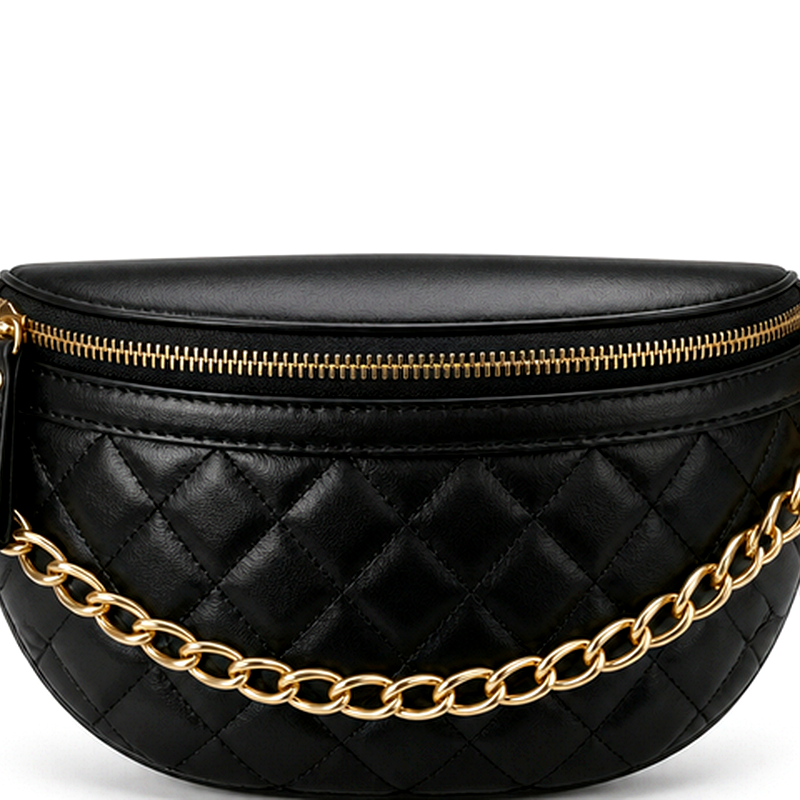 Women's Black Chain Belt Bag | 2026