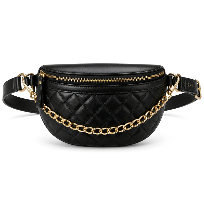 Women's Black Chain Belt Bag | 2026