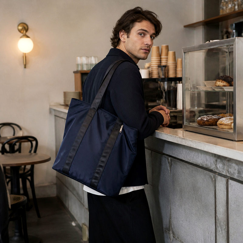 Men's Navy Nylon Tote | 2026