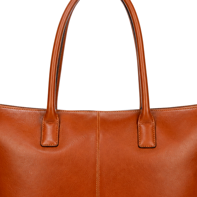 Women's Cognac Zip Tote | 2026
