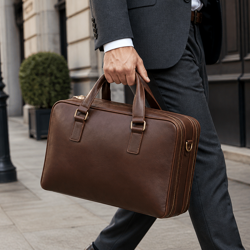 Men's Brown Dual Briefcase | 2026