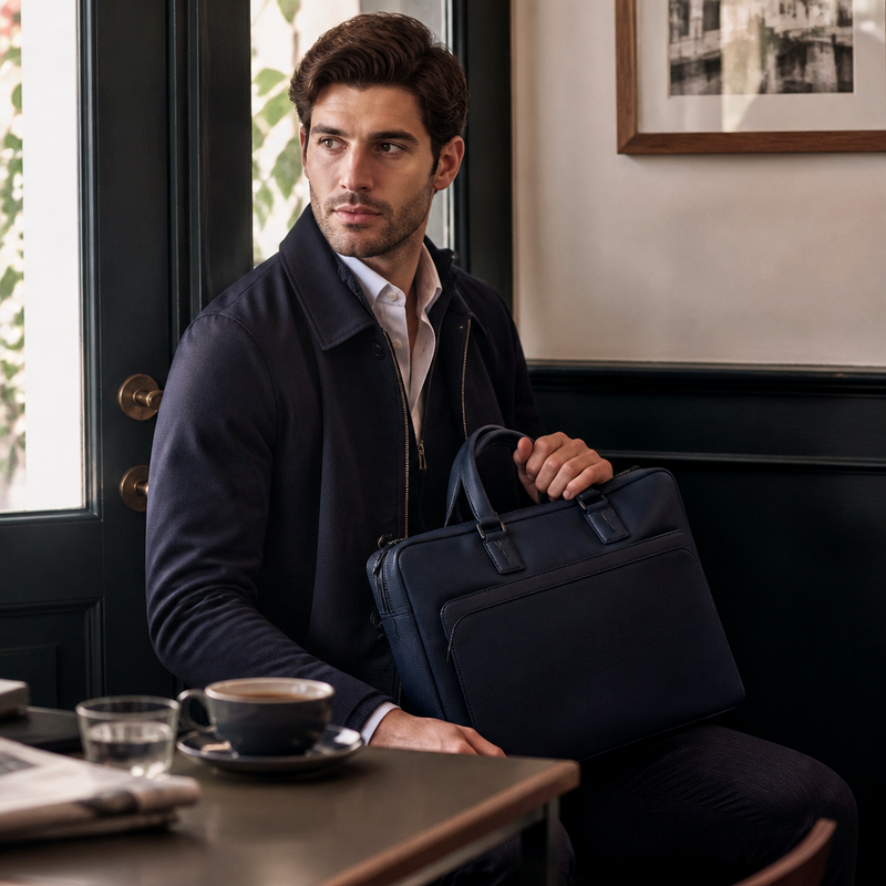 Men's Navy Nylon Briefcase | 2026