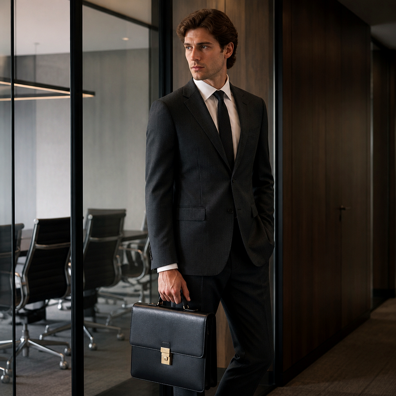 Men's Black Lock Briefcase | 2026
