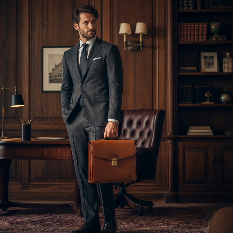Men's Cognac Lawyer Briefcase | 2026