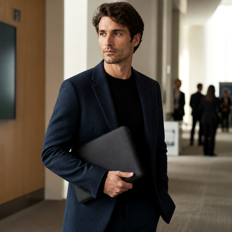 Men's Slim Black Briefcase | 2026