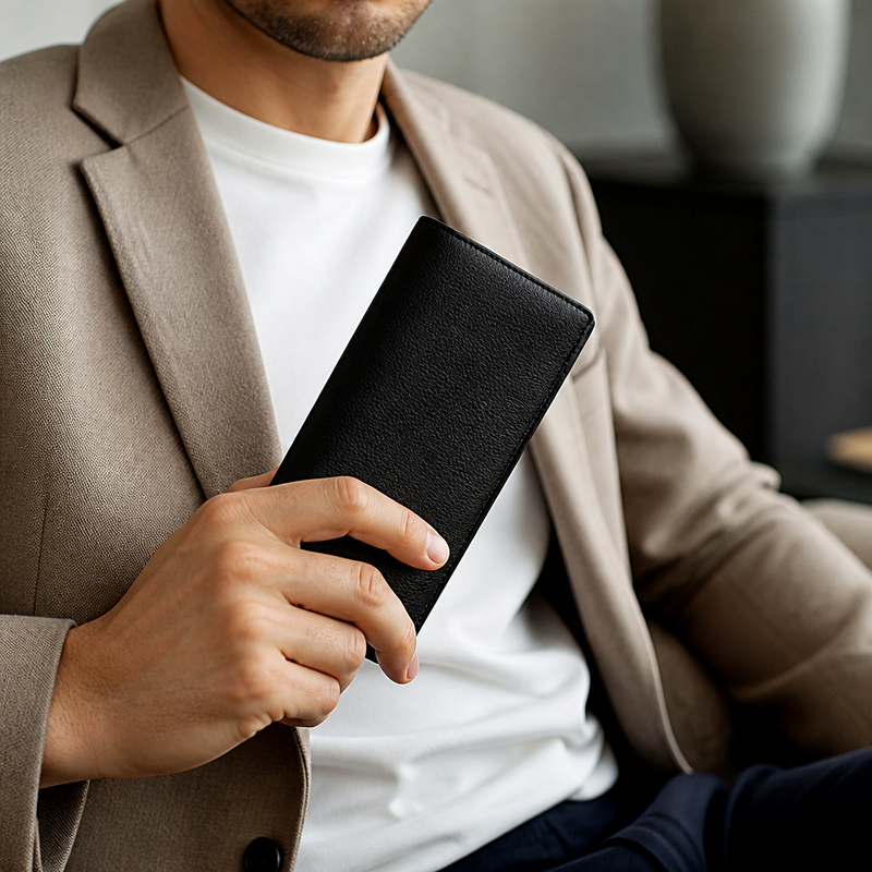 Men's Black Long Wallet | 2026