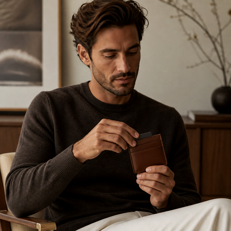 Men's Brown Leather Card Holder | 2026