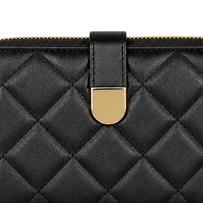 Women's Black Quilted Wallet | 2026