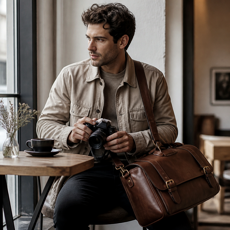 Vintage Brown Leather Camera Bag | 2026