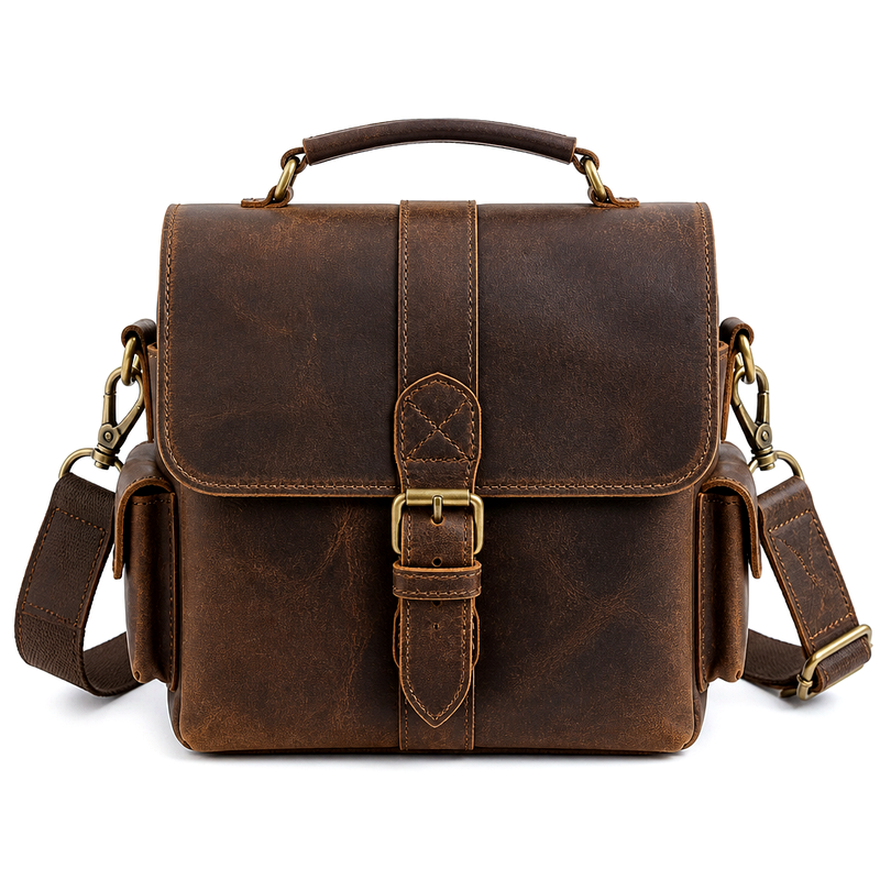 Vintage Brown Leather Camera Bag | 2026